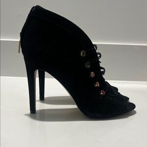 Karl Lagerfeld Suede  Lace-Up High Heel Booties Size 10